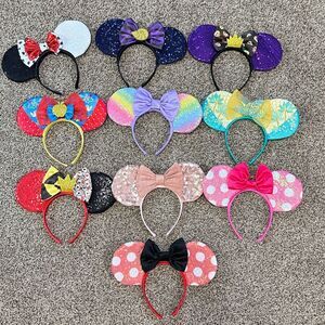 10 Disney Minnie Mouse Ears headbands Villains, 2 Princesses